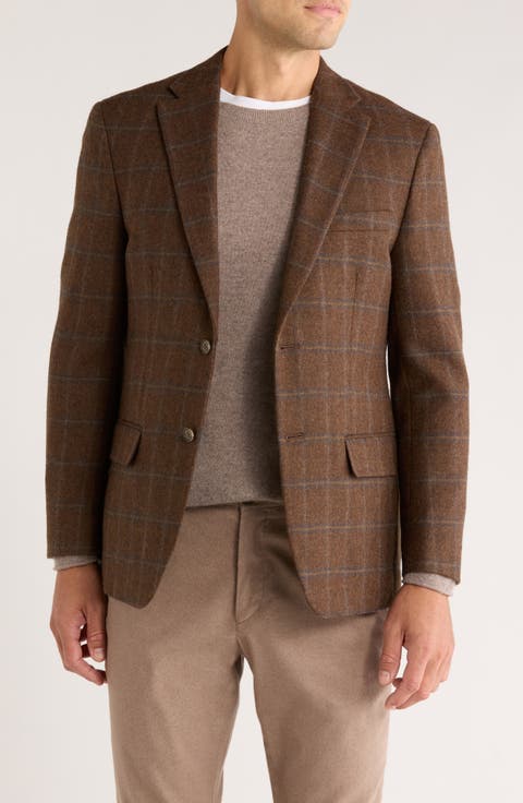 Brown Plaid Wool Sport Coat