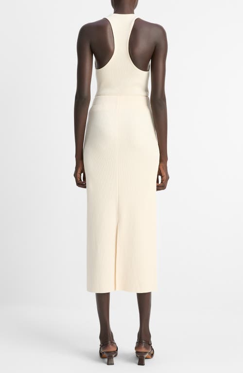 Vince Ribbed-knit Cotton-blend Midi Skirt In White