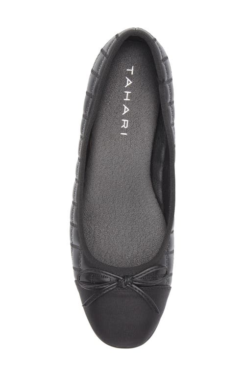 T Tahari Chateau Cap Toe Quilted Flat In Black/black