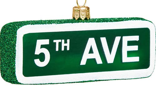 The Whitehurst Company Fifth Avenue Street Sign Glass Ornament In Multi