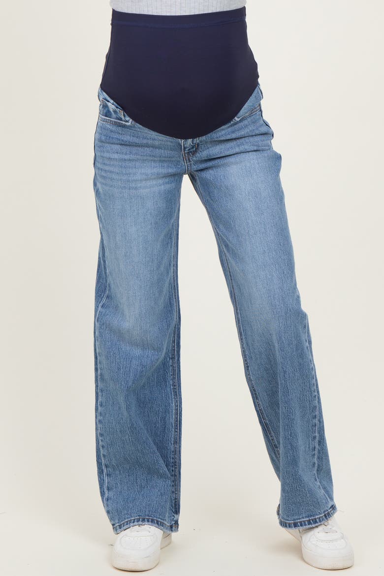 Classic Medium Wash Wide Leg Maternity Jeans, Alternate, color, Light Blue