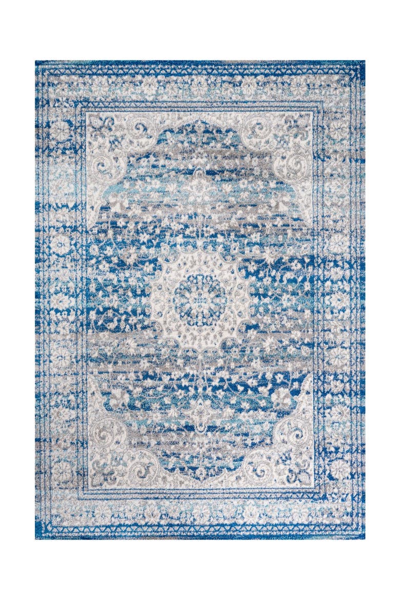Scala Ornate Bohemian Medallion Area Rug, Alternate, color, Blue/Dark Gray