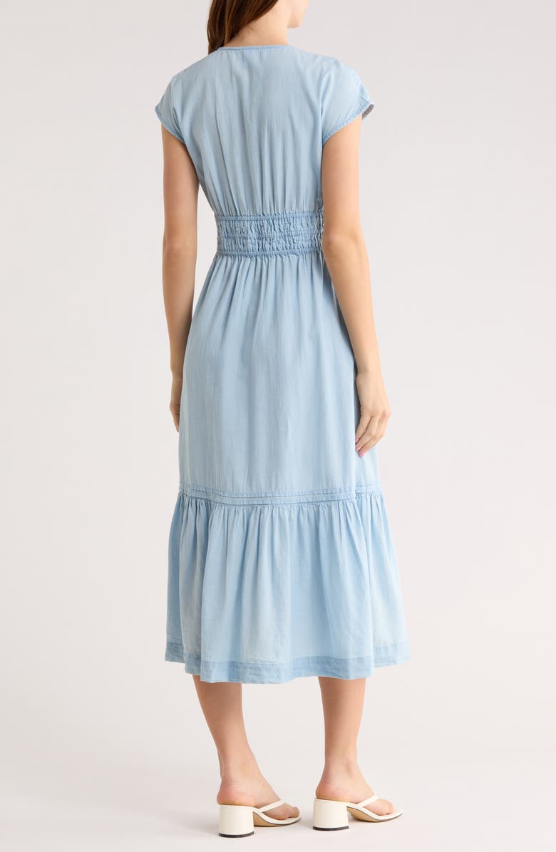 Melrose and Market Smocked Waist Chambray Dress, Alternate, color, Light Wash