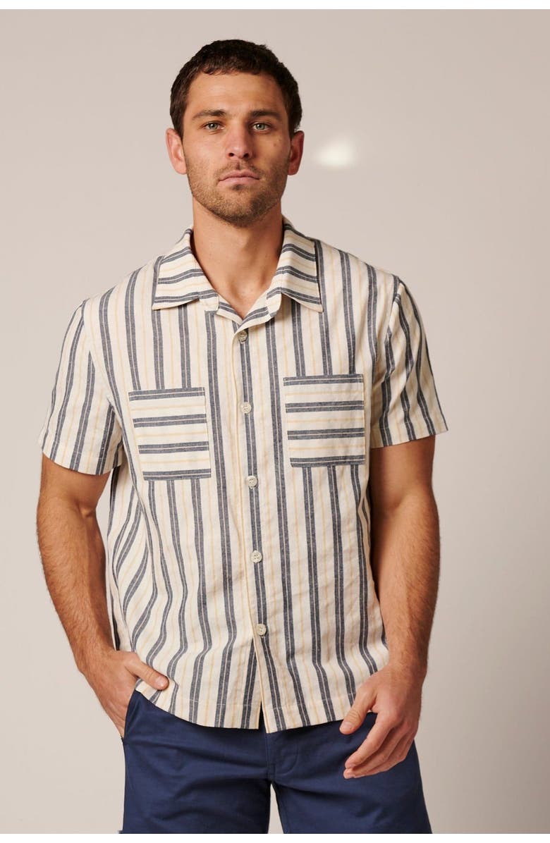 LEISURE LAB Catalina Button Up, Main, color, Blue Stripes