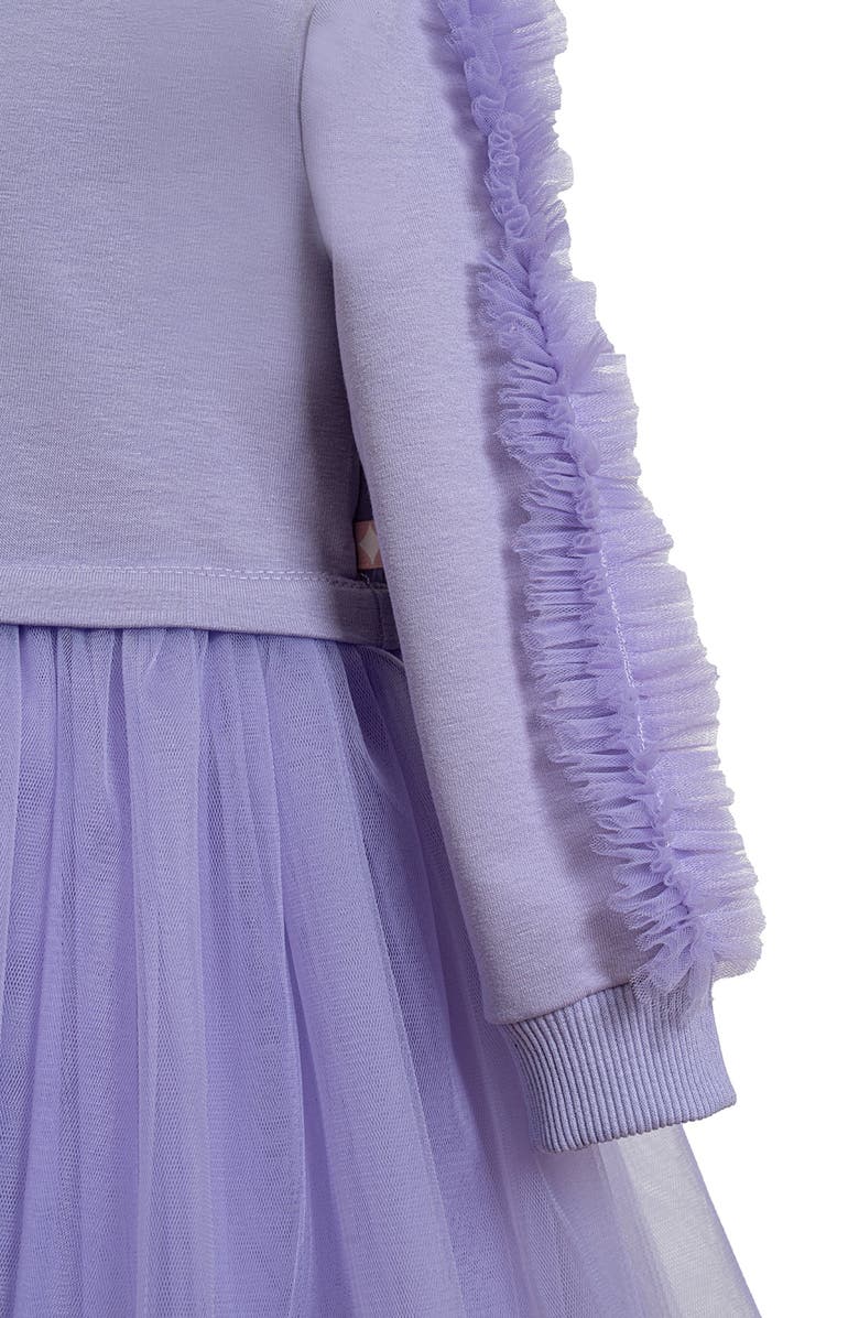 Mini Celebrities Ruffle Sweatshirt Dress, Alternate, color, Lilac Dream