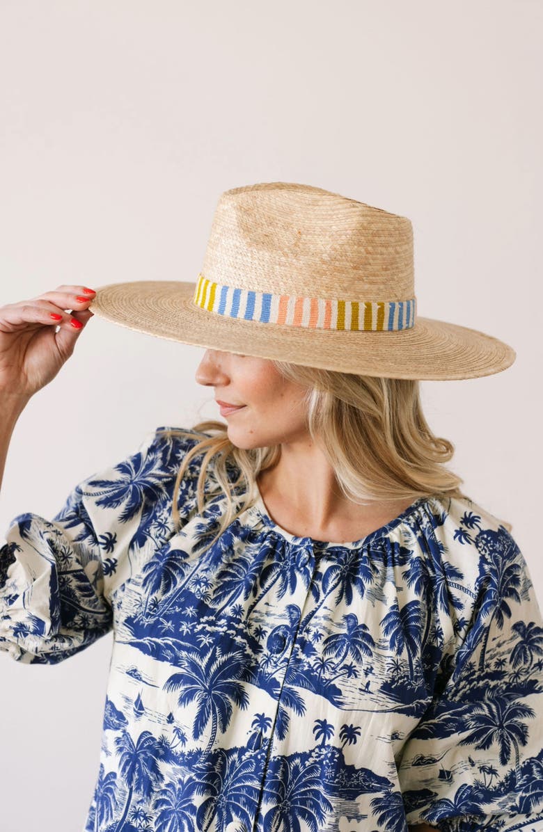Sunshine Tienda Colorful Dreamer Palm Straw Hat, Alternate, color, Natural Multi