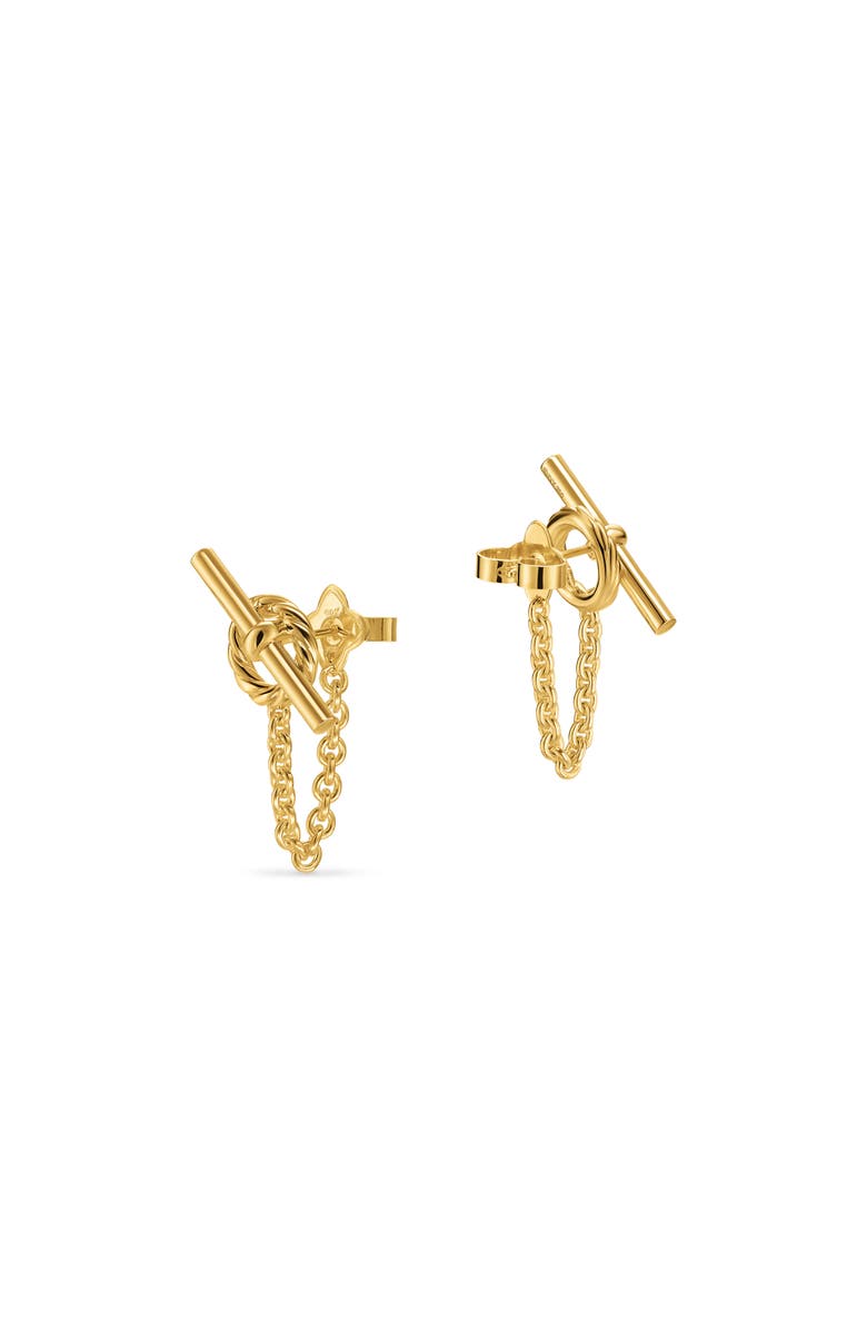 David Yurman Mercer<sup>®</sup> Bold Toggle Stud Earrings in 18K Yellow Gold, 50.4mm, Alternate, color, Gold