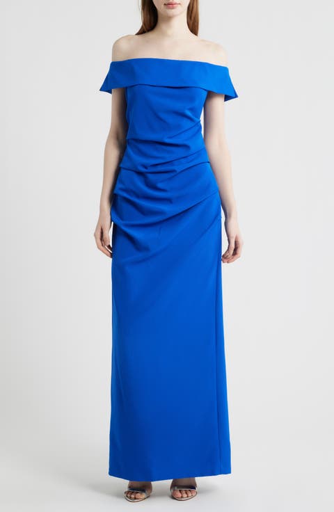 Laguna Pleated Off the Shoulder Gown