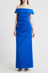 Vince Camuto Laguna Pleated Off the Shoulder Gown