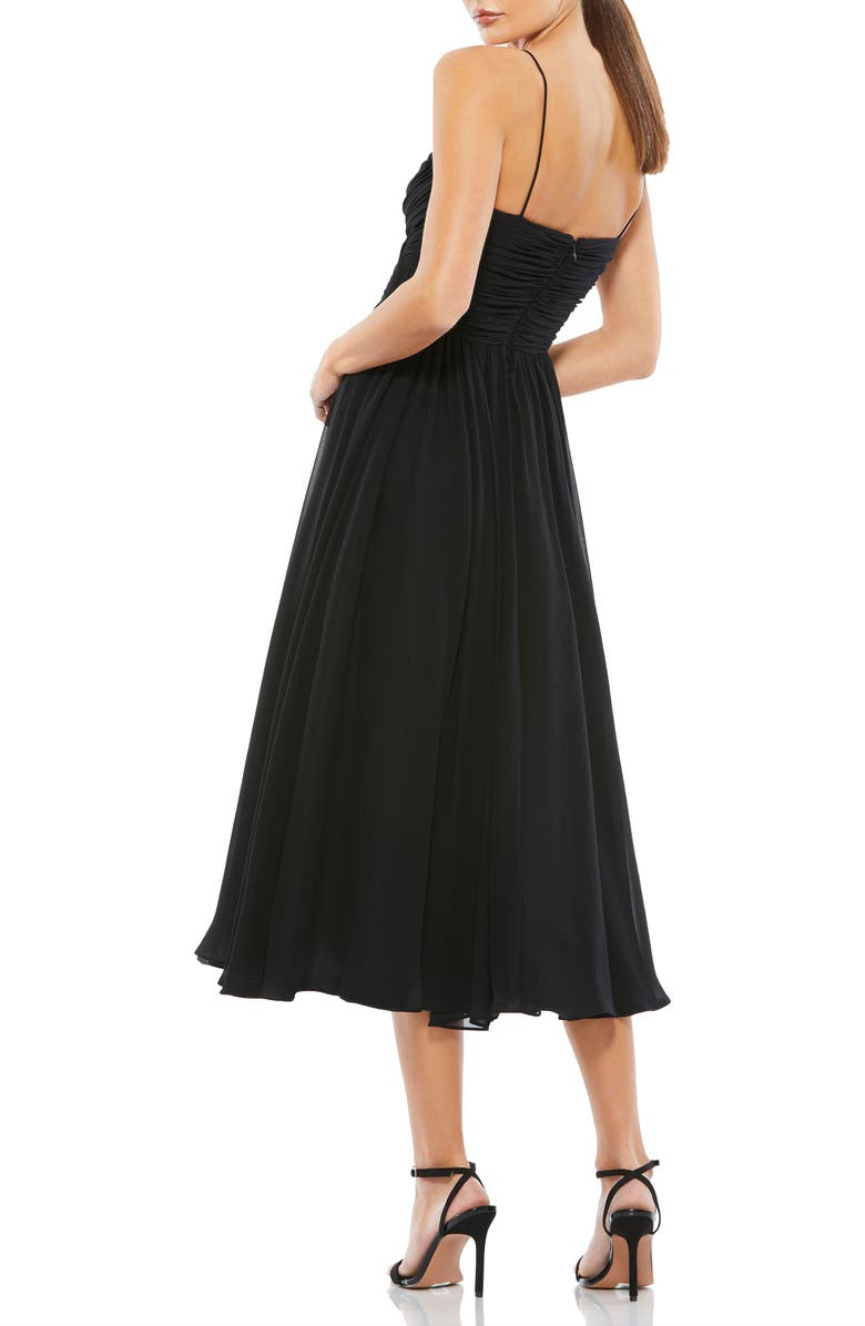 Mac Duggal Faux Wrap Sleeveless Flowy Midi Dress, Alternate, color, Black