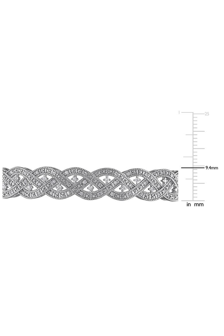 Diamond Braided Bangle, Alternate, color, SILVER