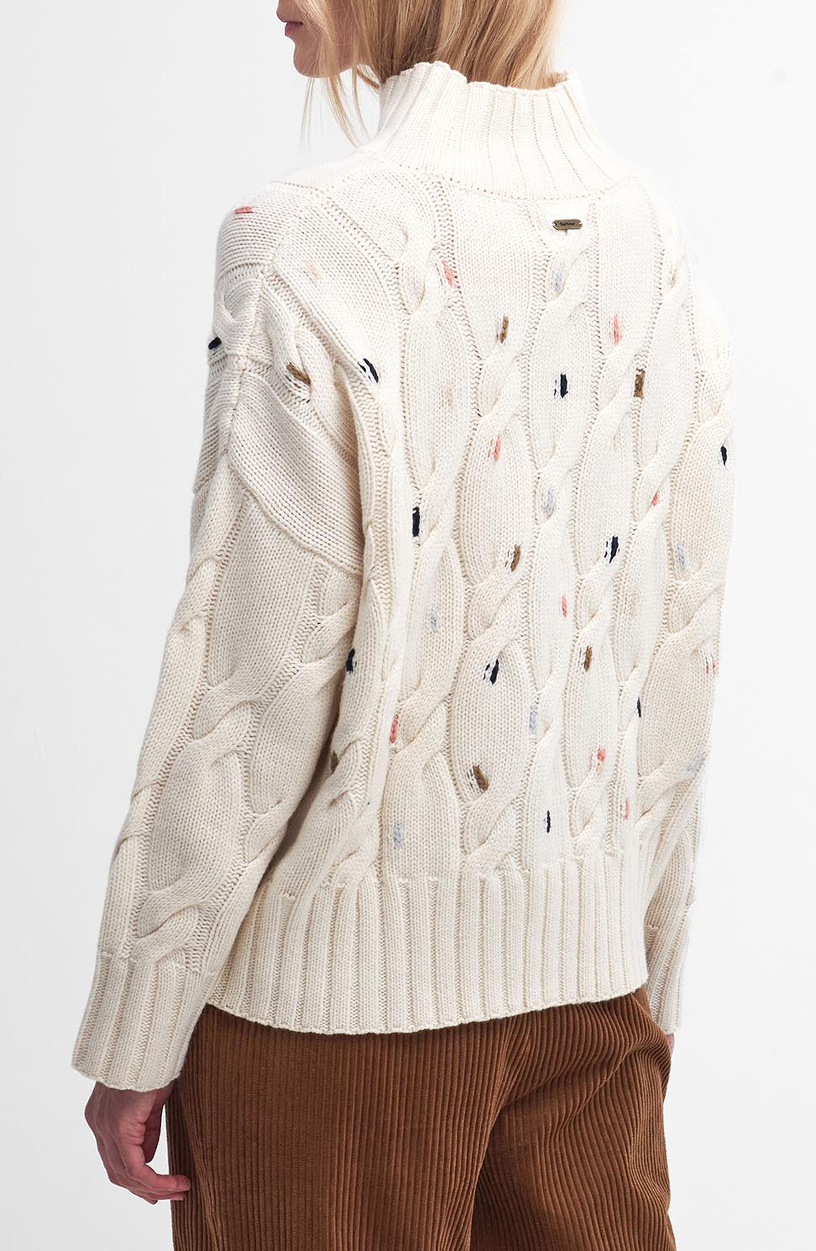 Fleur Cable Wool Blend Mock Neck Sweater - image 2