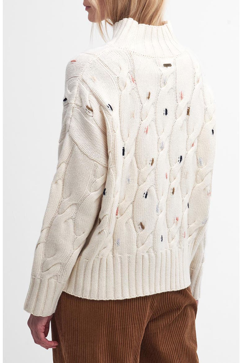 Fleur Cable Wool Blend Mock Neck Sweater, Alternate, color, ECRU BEIGE