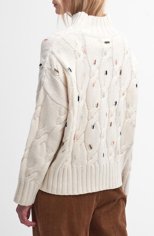 Barbour Fleur Cable Wool Blend Mock Neck Sweater In Neutral