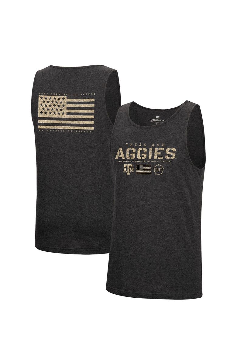 COLOSSEUM Men's Colosseum Heathered Black Texas A&M Aggies Military Appreciation OHT Transport Tank Top, Main, color, Heather Black