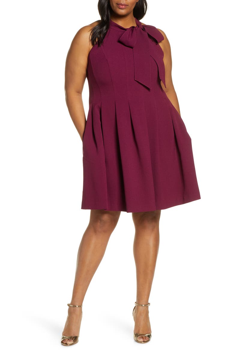 Vince Camuto Sleeveless Bow Fit & Flare Dress, Main, color,