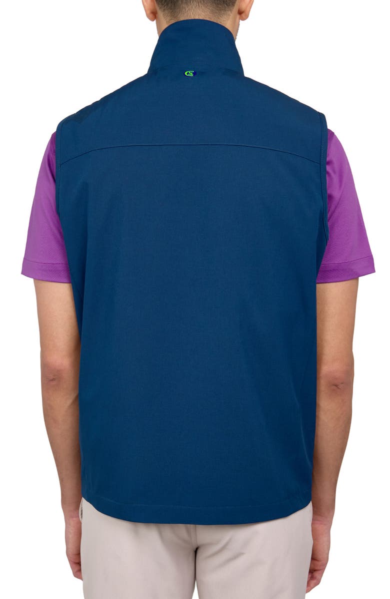 CONSTRUCT Regular Fit Leaf Print Recycled Performance Reversible Vest, Alternate, color, Navy