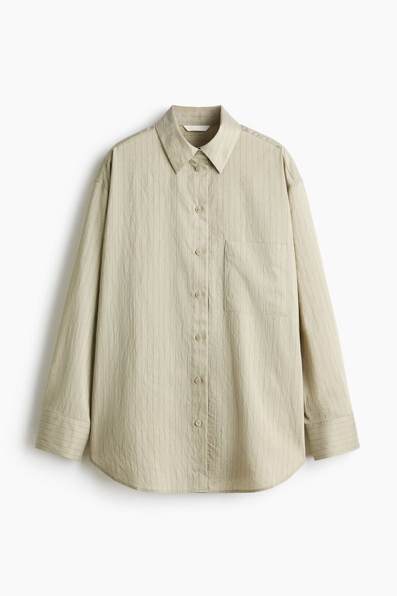 Oversized Shirt, Alternate, color, Khaki beige/pinstriped