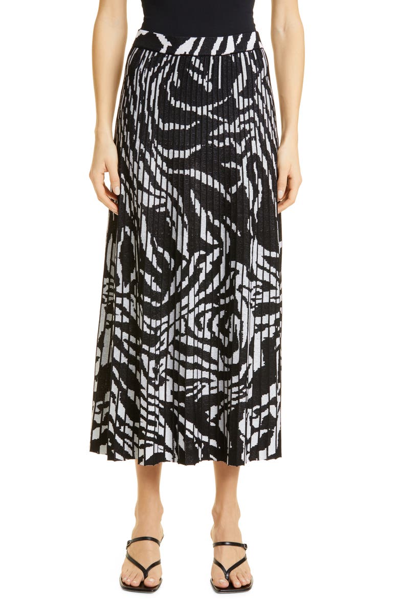 Zebra Swirl Knit Skirt, Main, color, BLACK/ WHITE