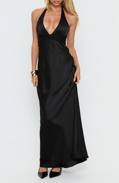 Odyssa Satin Halter Gown