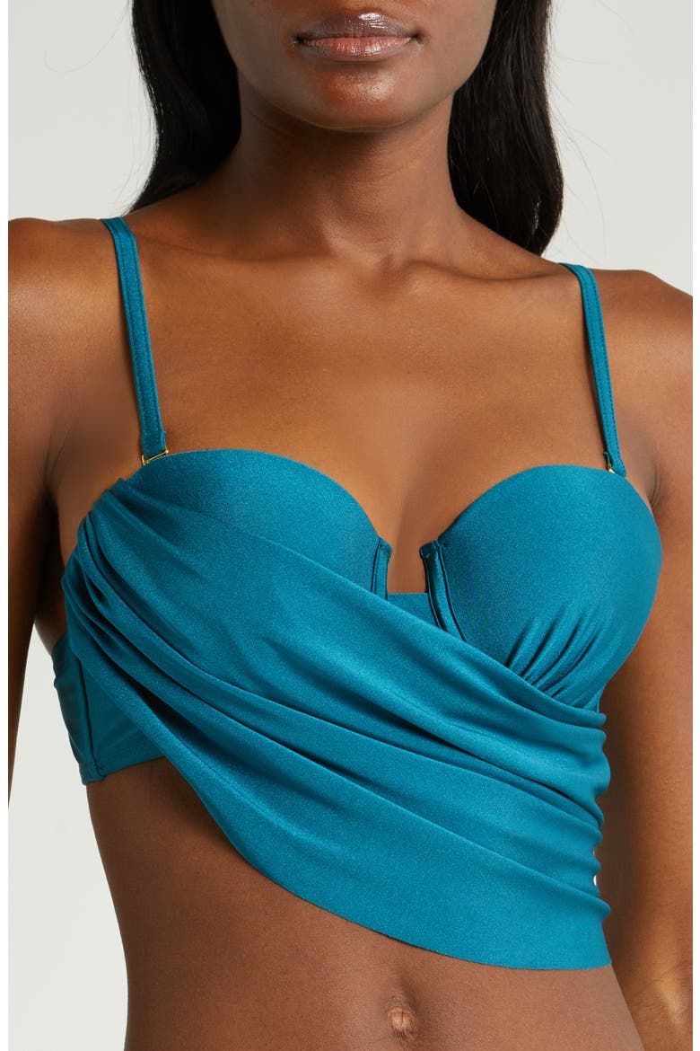 Draped Asymmetric Bikini Top, Alternate, color, SHINNY MARE