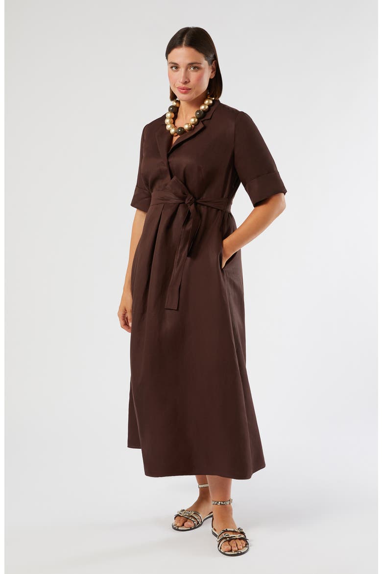Belted Shirtdress, Alternate, color, CHOCOLATE
