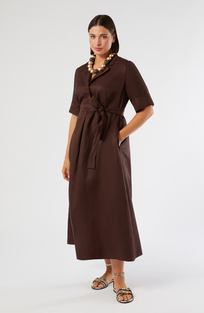 Marina Rinaldi Belted Shirtdress, Alternate, color, Chocolate