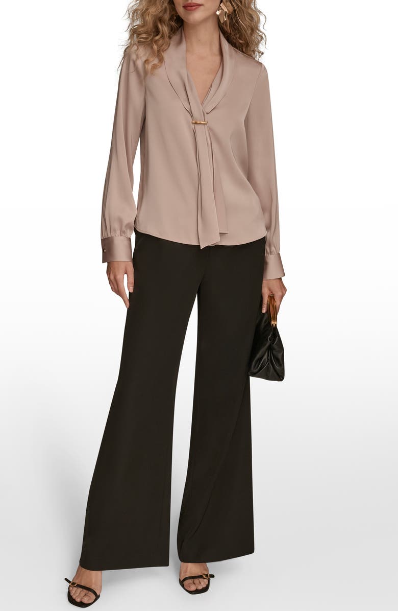Donna Karan New York Tie Neck Satin Shirt, Alternate, color, Nolita