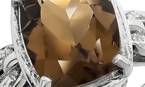 Ys Gems Sterling Silver Quartz Ring In Brown