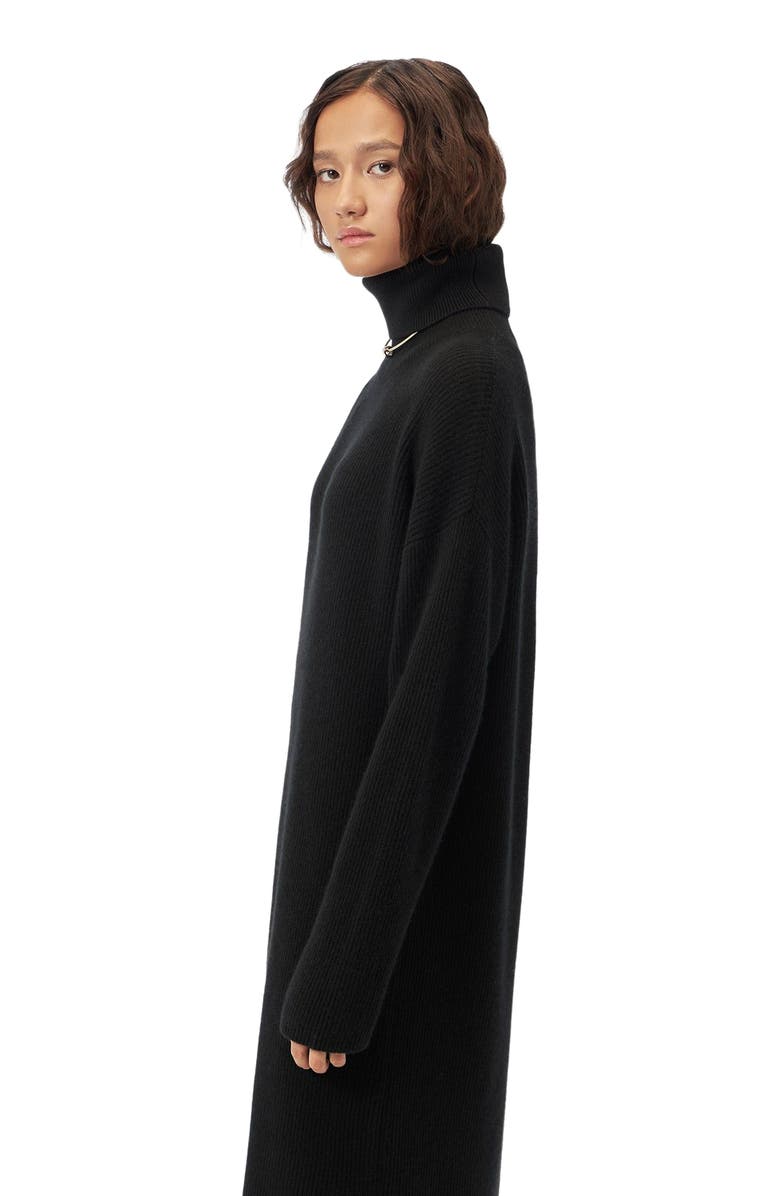 GOBI Mongolian Cashmere Cashmere Turtleneck Dress, Alternate, color, Black