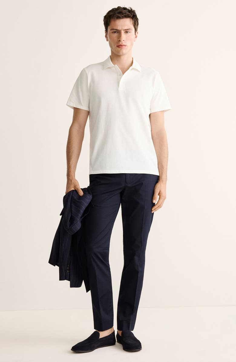MANGO Solid Fine Knit Cotton Polo, Alternate, color, Off White