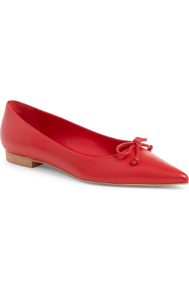 Stuart Weitzman Landon Pointed Toe Ballet Flat, Main, color, Cherry