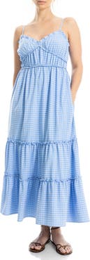 MAX STUDIO Gingham Spaghetti Strap Maxi Dress