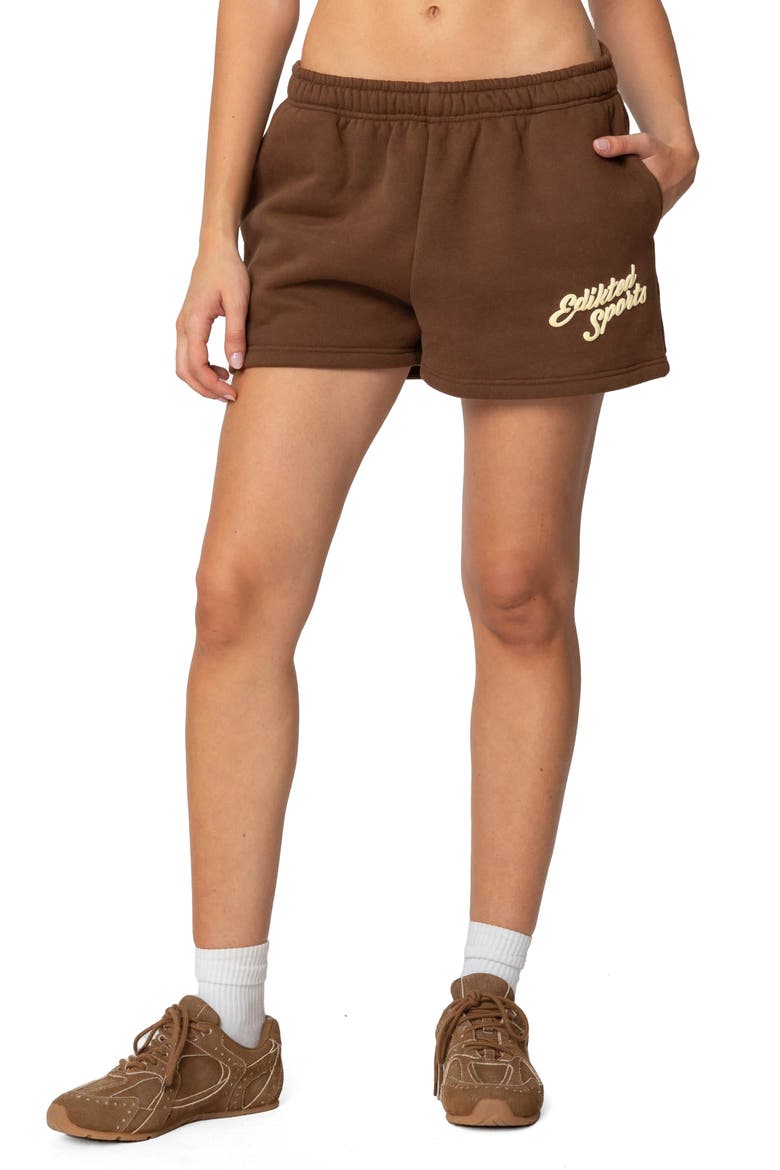 So Sporty Sweat Shorts, Main, color, BROWN