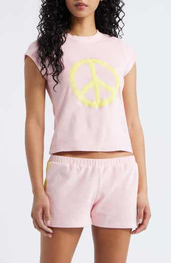 Peace Graphic Velour Crop T-Shirt