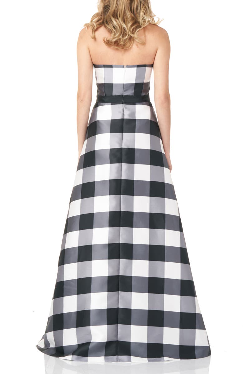 Kay Unger Strapless Gingham Maxi Romper, Alternate, color, 