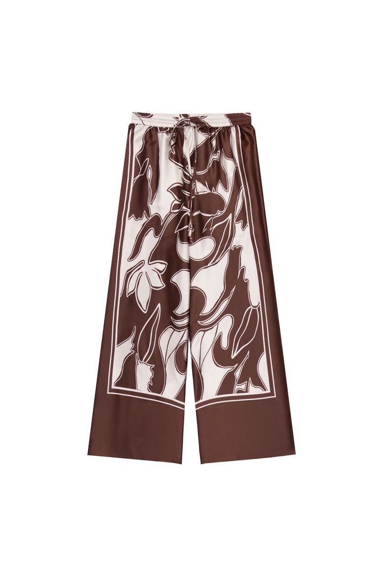 Swirl Border Print Trouser, Alternate, color, Brown