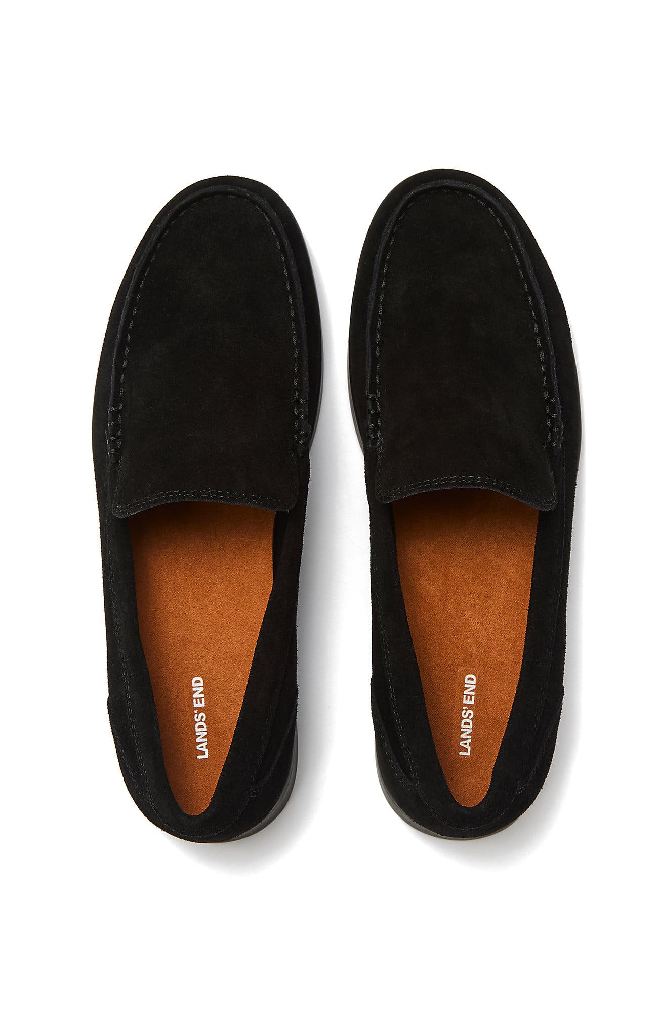 Lands' End Essential Suede Loafers, Alternate, color, Black