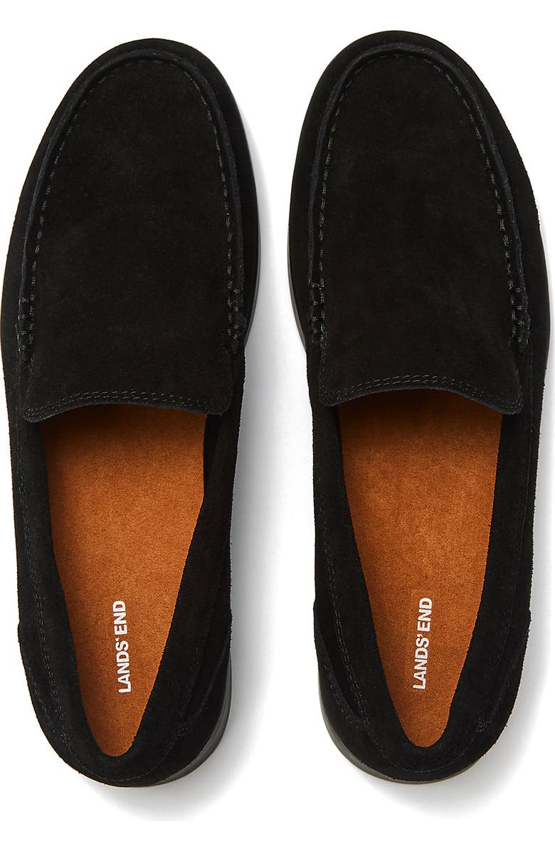 Lands' End Essential Suede Loafers, Alternate, color, Black
