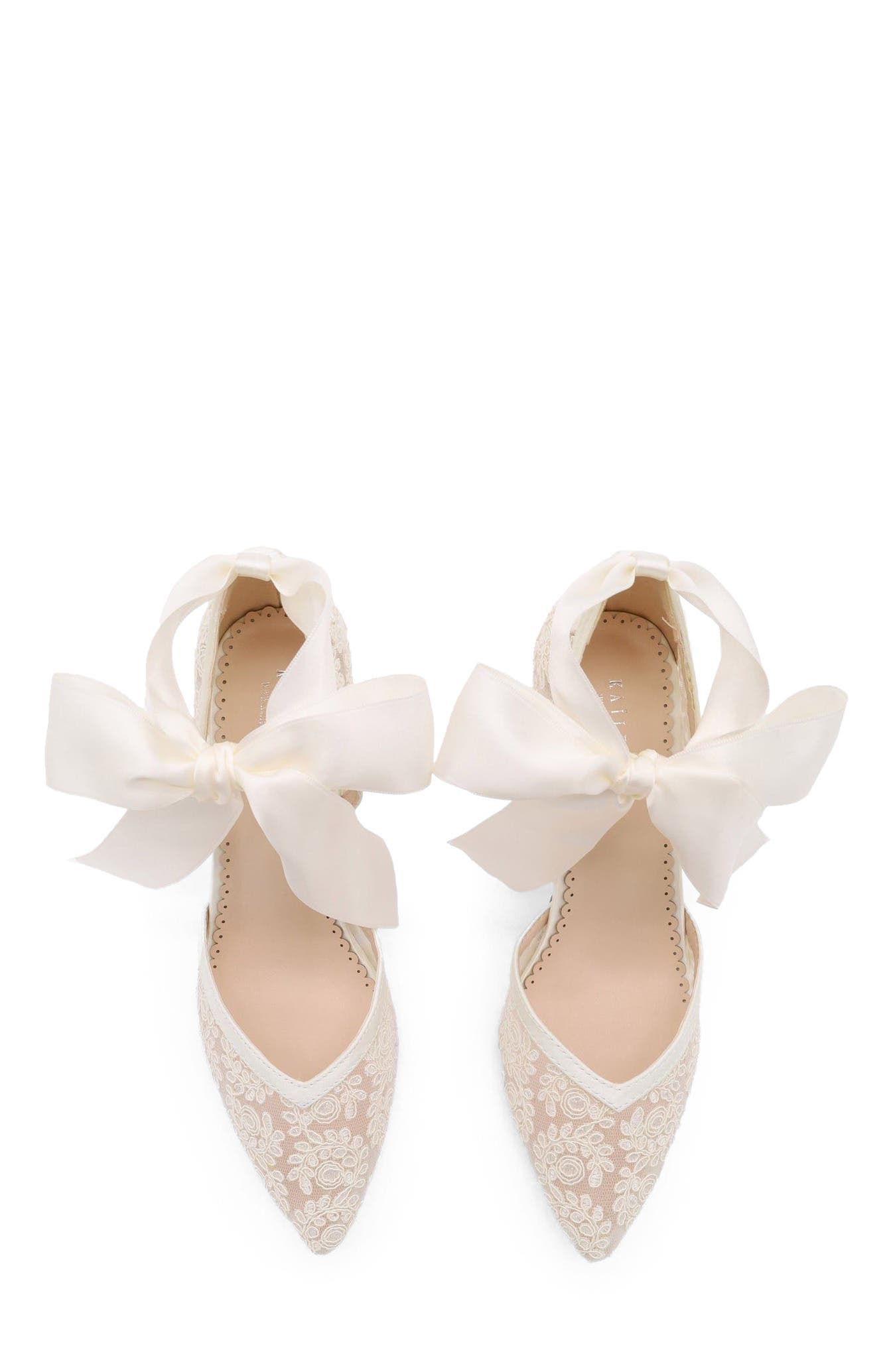 Kailee P Abby Lace Block Heel with Satin Ankle Tie (Women) | Nordstrom
