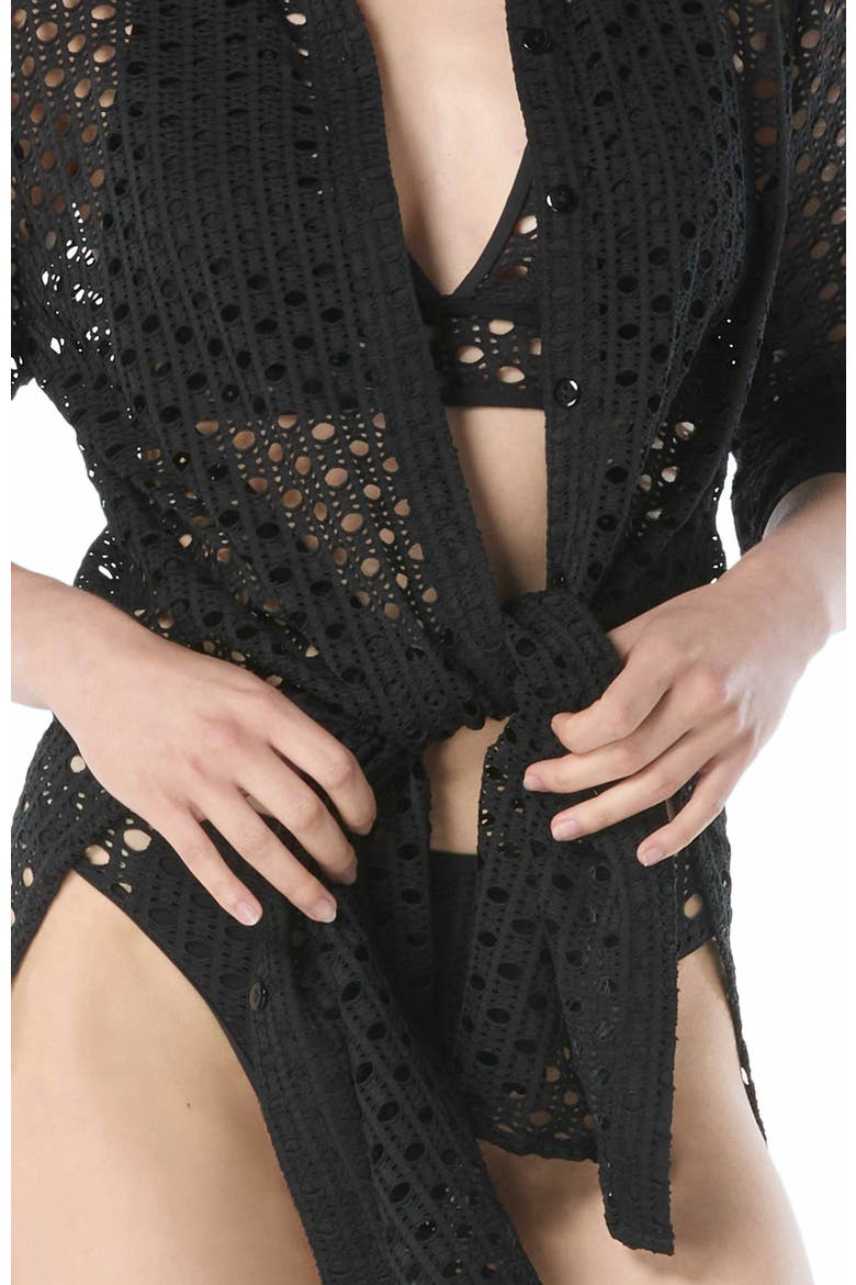 Button Up Shirt Swim, Alternate, color, Black