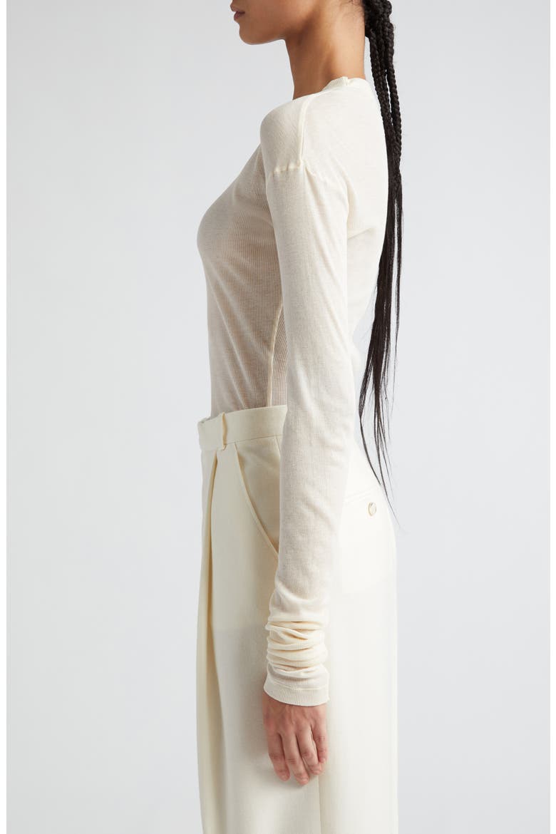 Semisheer Cotton Rib Jersey Top, Alternate, color, CREAM