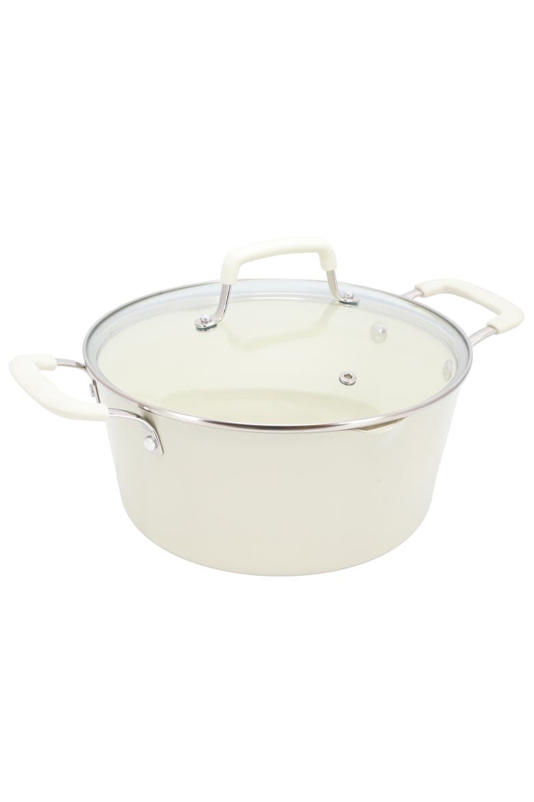 4.4 Quart Aluminum Ceramic Nonstick Dutch Oven in Linen, Alternate, color, White