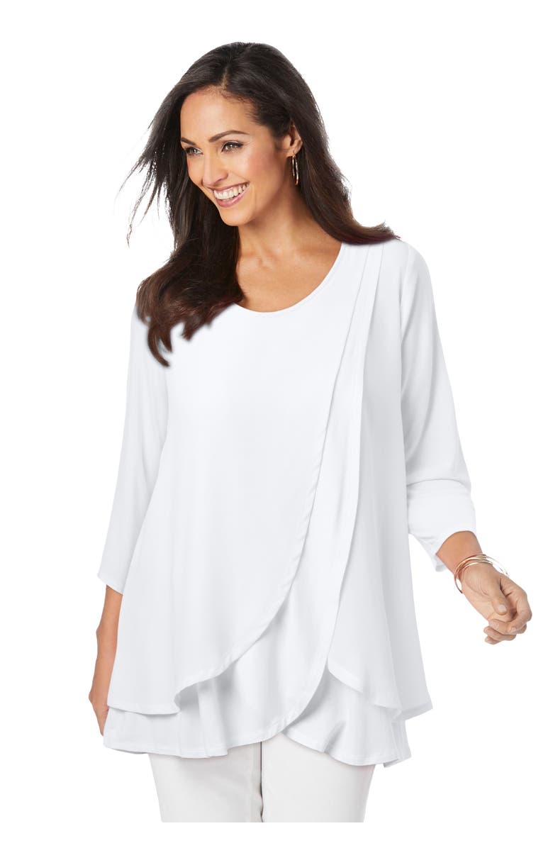 Jessica London Double Layer Tunic, Main, color, White