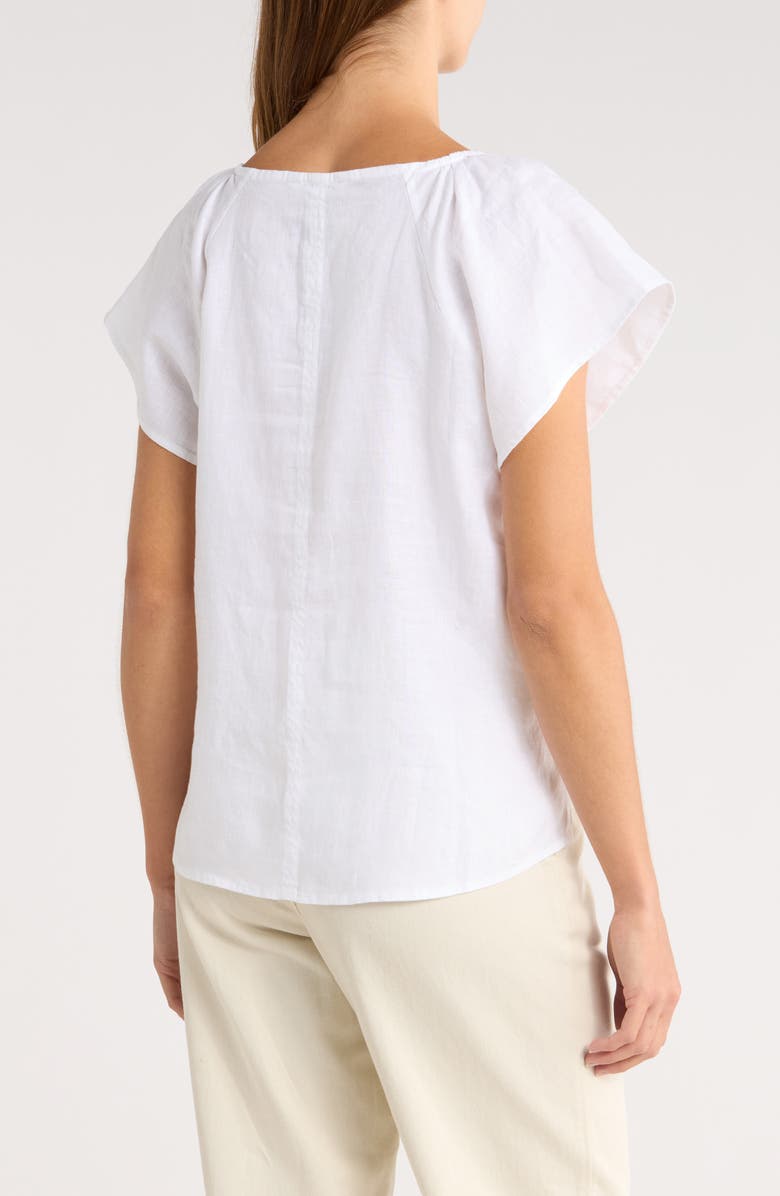 Tommy Bahama Coastalina Flutter Sleeve Linen Top, Alternate, color, White