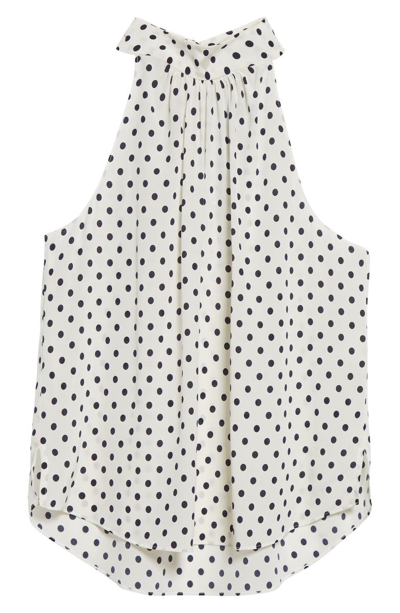Veronica Beard Kovi Dot Print Stretch Silk Top, Alternate, color, 