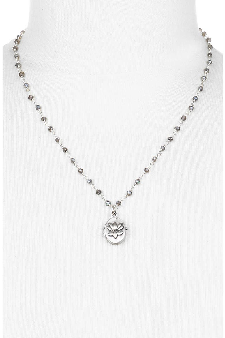 'Lotus Flower' Beaded Pendant Necklace, Alternate, color, SILVER