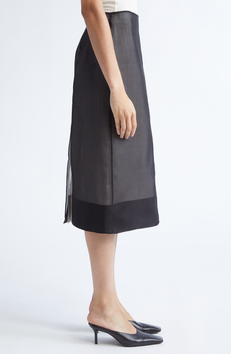 GIA STUDIOS Lucienne Silk Midi Skirt, Alternate, color, Black/ Cream