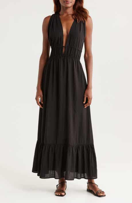 Nordstrom Ruched Plunge Maxi Cover-Up Dress