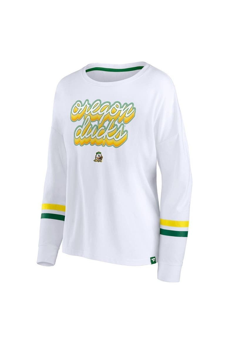 Women's Fanatics Branded White Oregon Ducks Retro Power Striped Long Sleeve T-Shirt, Alternate, color, White